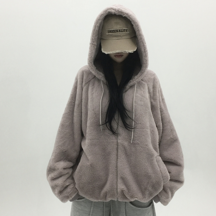 ミンクファーフードジャンパー (5color) LAVENDER PINK