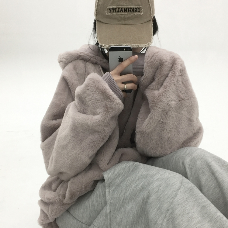 ミンクファーフードジャンパー (5color) LAVENDER PINK