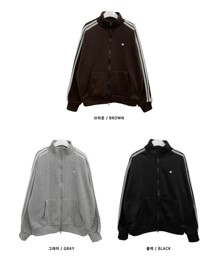 【起毛】レースラインペンダントハイネックジップアップ