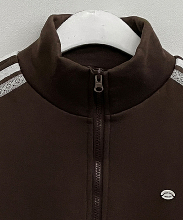 【起毛】レースラインペンダントハイネックジップアップ