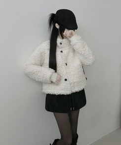 ウールボタンショートコート WHITE