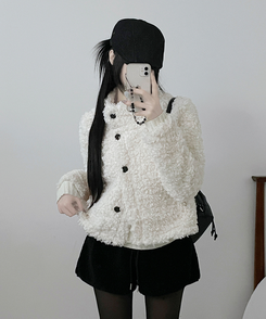 ウールボタンショートコート WHITE