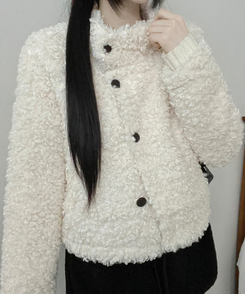 ウールボタンショートコート WHITE