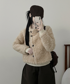 ウールボタンショートコート BEIGE