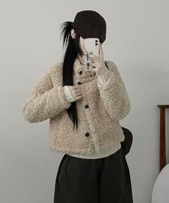 ウールボタンショートコート BEIGE