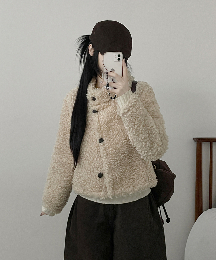 ウールボタンショートコート BEIGE