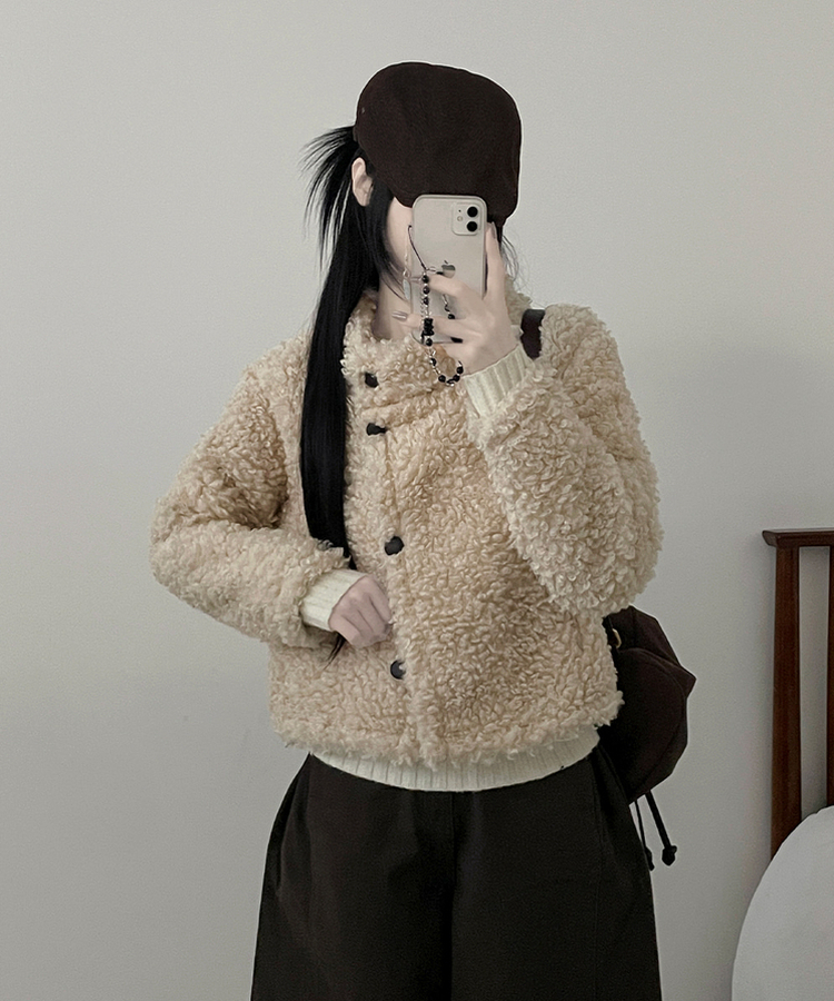 ウールボタンショートコート BEIGE