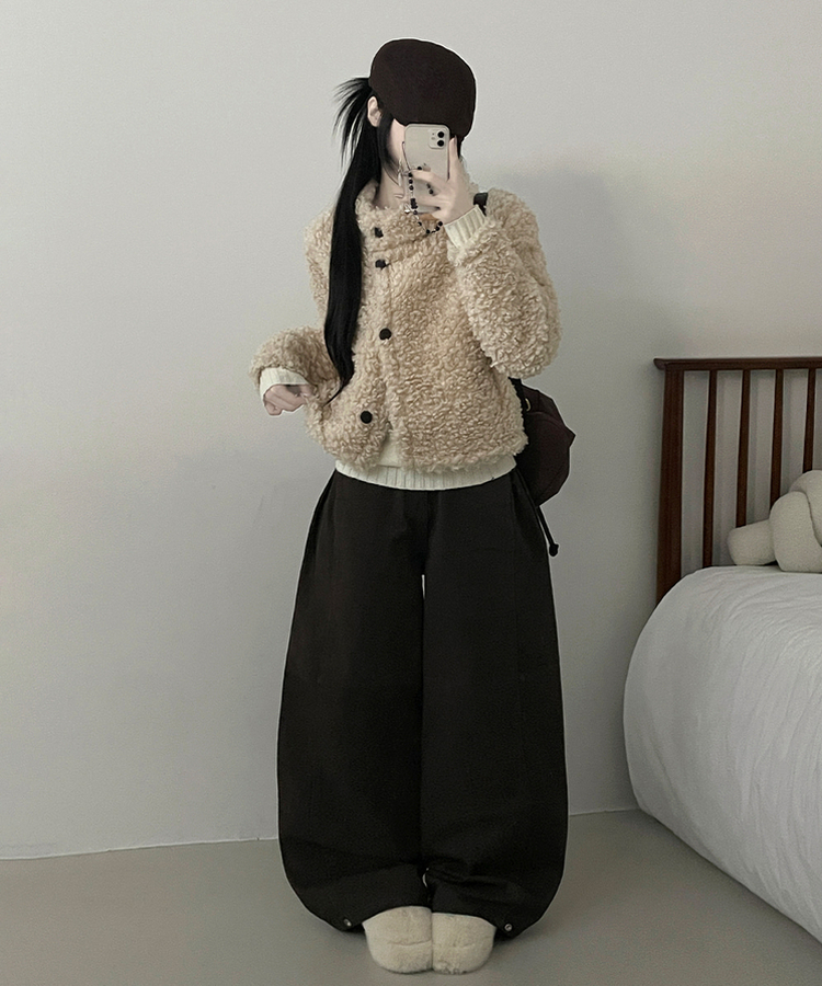 ウールボタンショートコート BEIGE