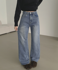 【丈別】【起毛】クラシックバンディングスパンデニムパンツ VINTAGE LIGHT BLUE