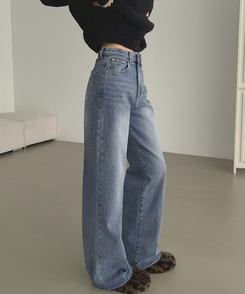 【丈別】【起毛】クラシックバンディングスパンデニムパンツ VINTAGE LIGHT BLUE