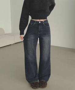 【丈別】【起毛】クラシックバンディングスパンデニムパンツ GRAYISH BLUE