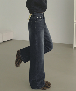 【丈別】【起毛】クラシックバンディングスパンデニムパンツ GRAYISH BLUE