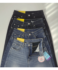 【丈別】【起毛】クラシックバンディングスパンデニムパンツ