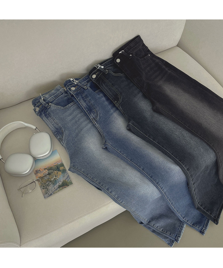 【丈別】【起毛】クラシックバンディングスパンデニムパンツ