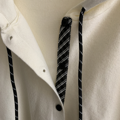 チェックバイカラーフードニットカーディガン(5color)