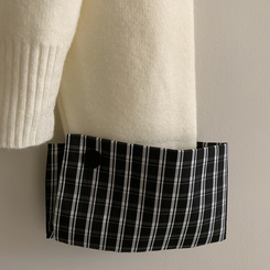 チェックバイカラーフードニットカーディガン(5color)