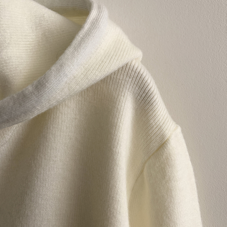 チェックバイカラーフードニットカーディガン(5color)