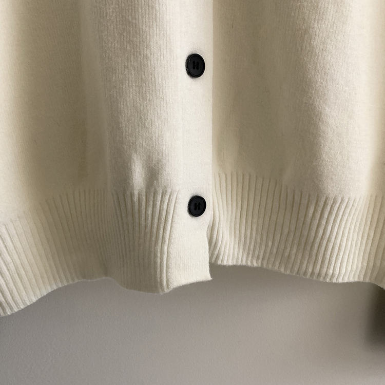 チェックバイカラーフードニットカーディガン(5color)