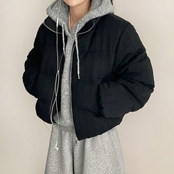 パターンダウンジャンパー BLACK