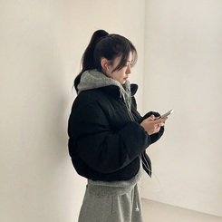 パターンダウンジャンパー BLACK