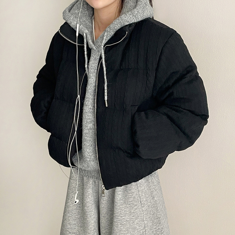 パターンダウンジャンパー BLACK