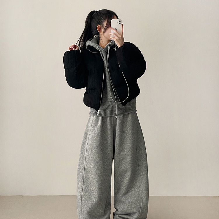 パターンダウンジャンパー BLACK