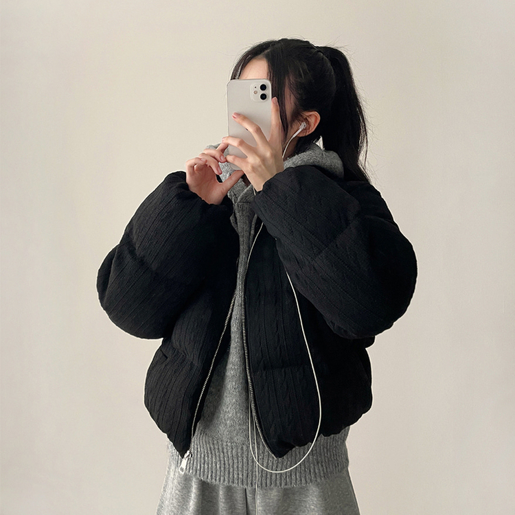 パターンダウンジャンパー BLACK