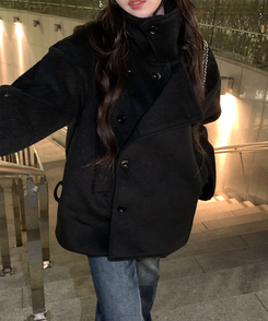 ミドルハーフベルトダブルコート BLACK