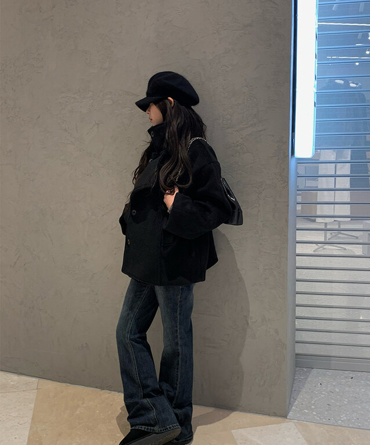 ミドルハーフベルトダブルコート BLACK