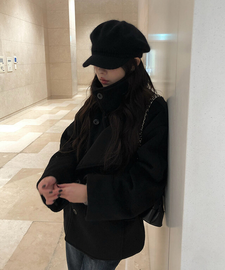 ミドルハーフベルトダブルコート BLACK