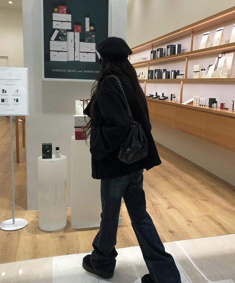 ミドルハーフベルトダブルコート BLACK