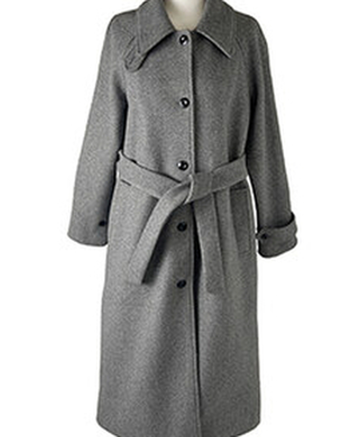 ハイネックキルティングウールベルトロングコート