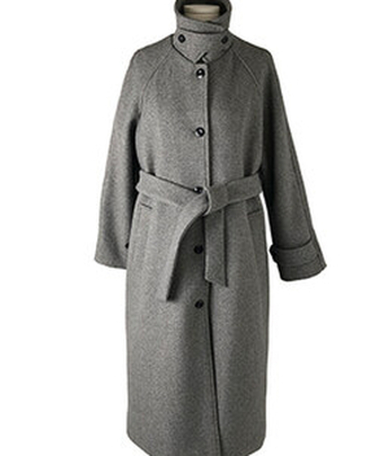 ハイネックキルティングウールベルトロングコート