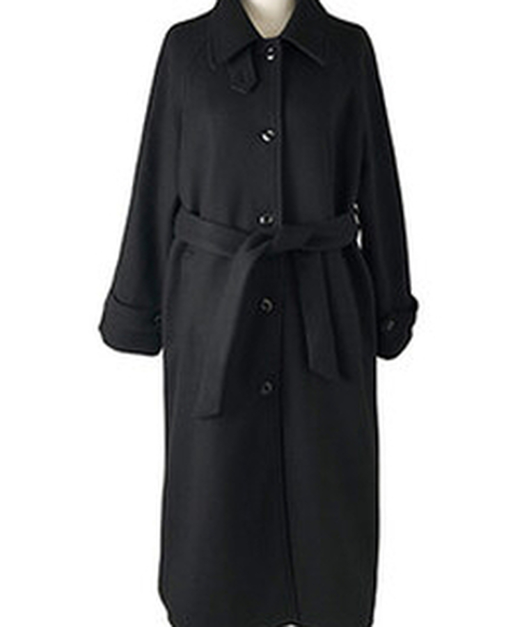 ハイネックキルティングウールベルトロングコート