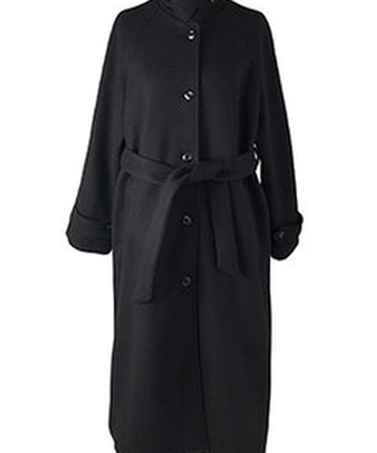 ハイネックキルティングウールベルトロングコート