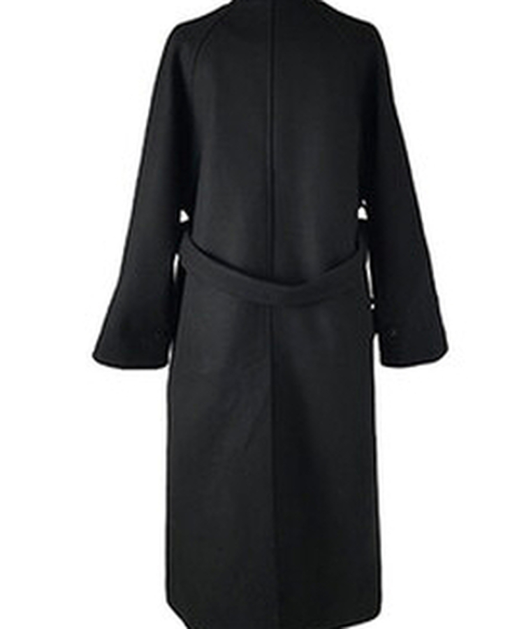 ハイネックキルティングウールベルトロングコート