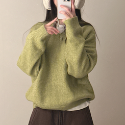 ベーシックウールVネックニット(9color) PASTEL GREEN