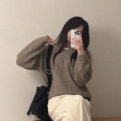 ベーシックウールVネックニット(9color) WOOD BROWN