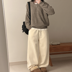 ベーシックウールVネックニット(9color) WOOD BROWN