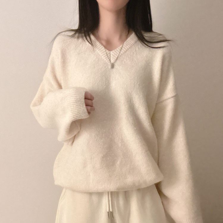 ベーシックウールVネックニット(9color) OAT BEIGE