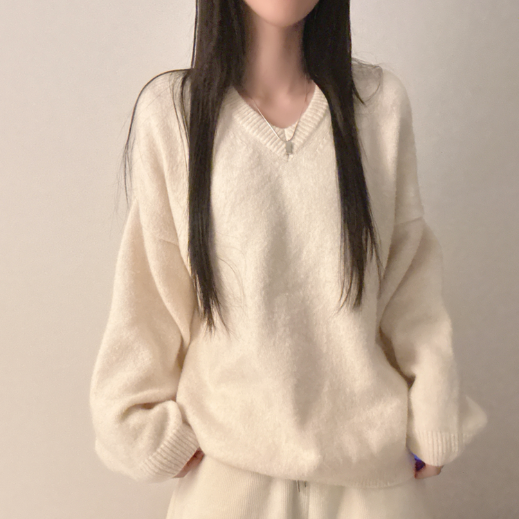 ベーシックウールVネックニット(9color) OAT BEIGE