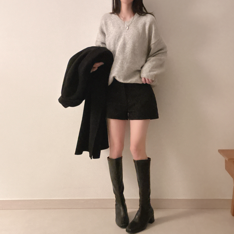 ベーシックウールVネックニット(9color) LIGHT GRAY