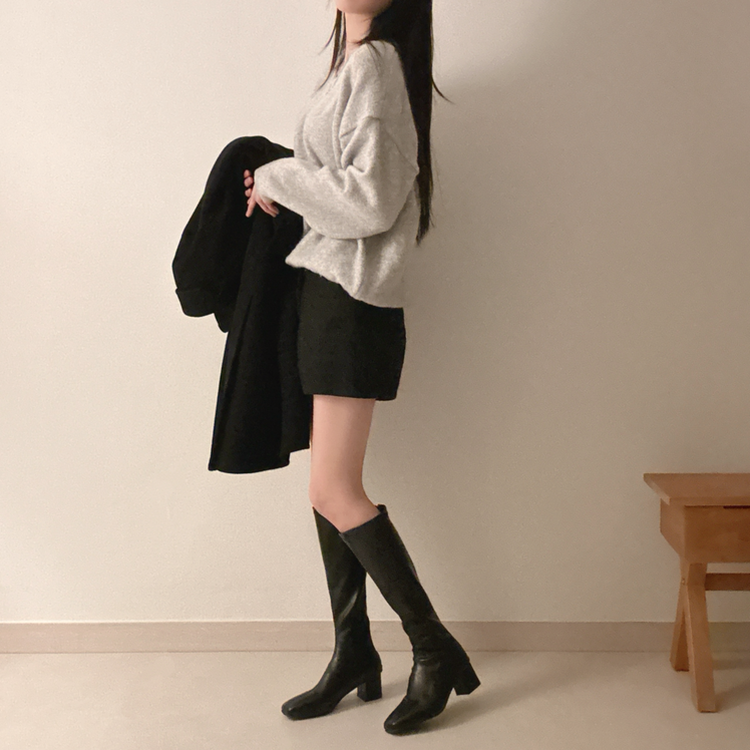 ベーシックウールVネックニット(9color) LIGHT GRAY