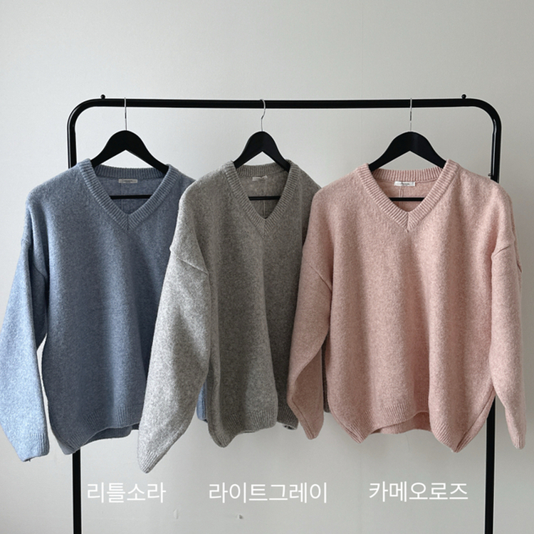ベーシックウールVネックニット(9color)