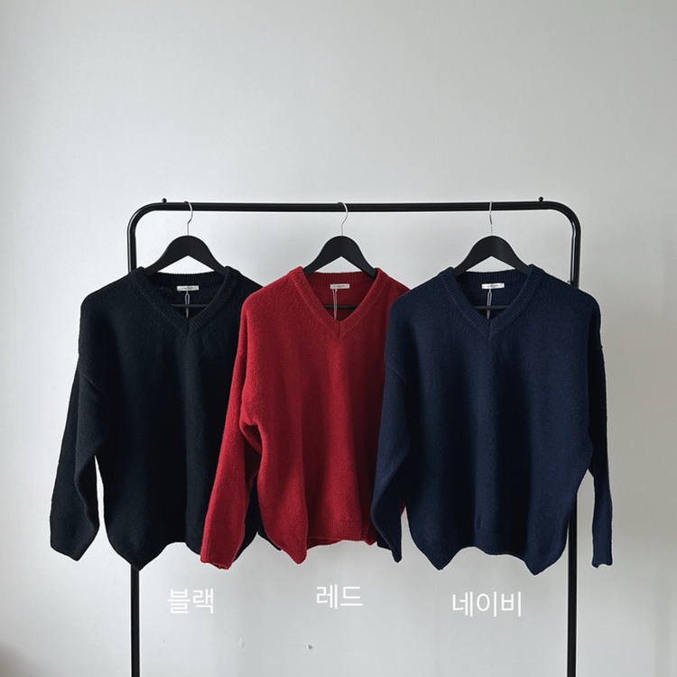 ベーシックウールVネックニット(9color)