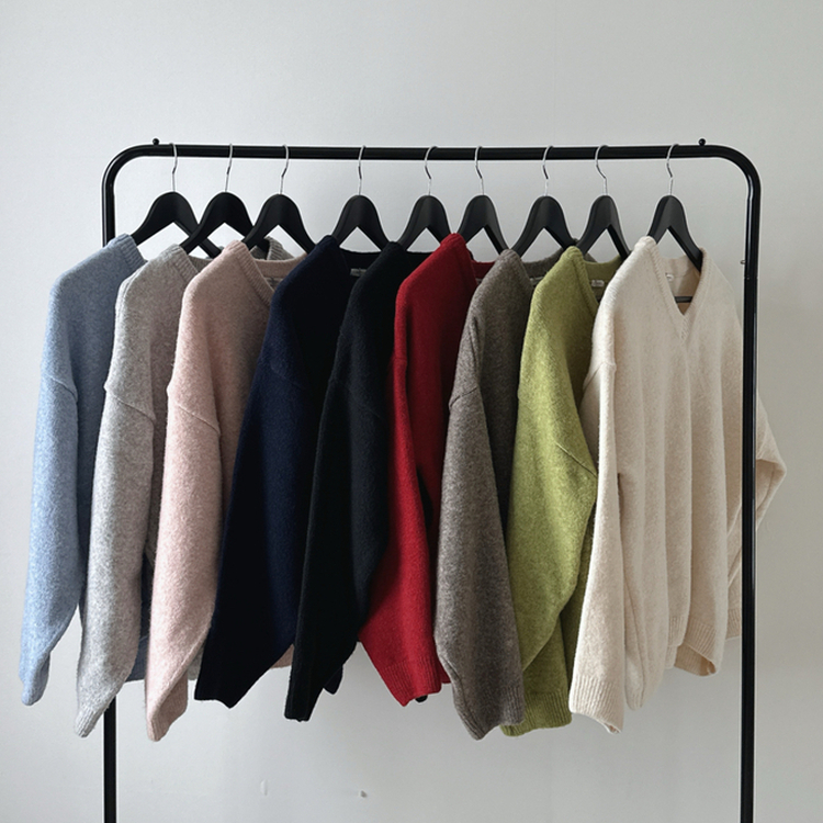 ベーシックウールVネックニット(9color)