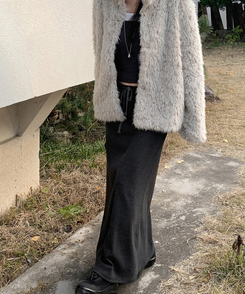 【起毛】ローライズマキシロングスカート CHARCOAL