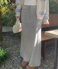 【起毛】ローライズマキシロングスカート MELANGE GRAY