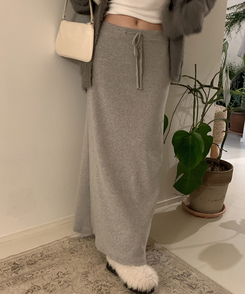 【起毛】ローライズマキシロングスカート MELANGE GRAY
