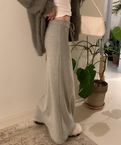 【起毛】ローライズマキシロングスカート MELANGE GRAY